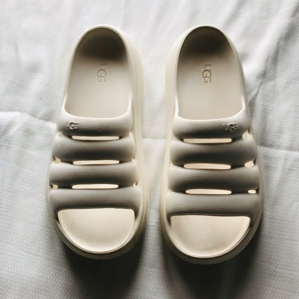 UGG White Slide Sandals